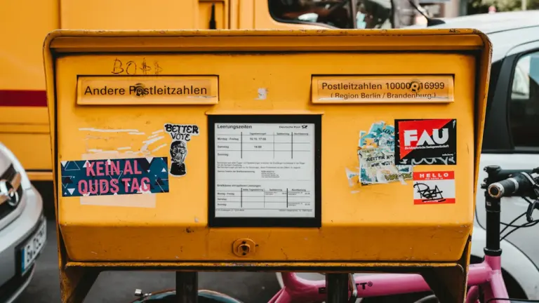 Ein gelber Briefkasten in Berlin als Symbol für die anstehende Wahl im Jahr 2026.